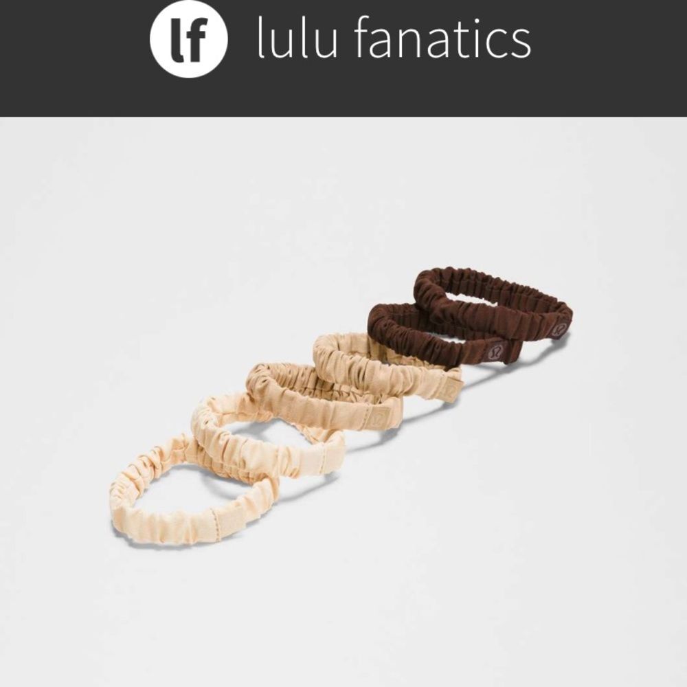 NWT Lululemon Skinny Scrunchies 6 Pack Java Brown Gleam Pale Linen Neutral Tan